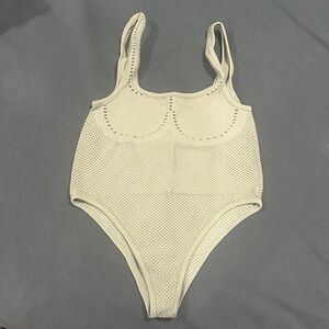 Cream Ribbed Bodysuit